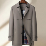 Uus meeste trenchcoat keskmise ja pika pikkusega jakk meeste keskealistele &auml;rikasulik isa &otilde;huke M khaki
