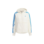 Adidas Originals Kolmlehe Logo Tikitud T&auml;hetr&uuml;kiga Triibuline Kapuutsiga Jakk Naiste &Uuml;ler&otilde;ivad Valge IL6499 M