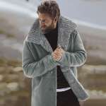 Meeste talvine lambanahast jope soe villase voodriga Mountain Faux Lamb jakid XL hall v&auml;rv