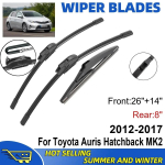 3 tk Toyota Auris Hatchback MK2 2012-2017 jaoks 26 + 14 + 8 Eesmised ja tagumised kojameheterad Tuuleklaasi Akna Tarvikud must
