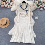 Mood s&uuml;gistalvine pikkade varrukatega kootud maksikleit naistele elegantne tikandiga taskud pikk kampsun kleit Vestidos One Size