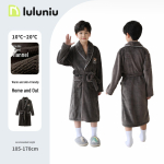 Lulu Niu Poiste flanellp&uuml;ksid - Soe korallfliisist hommikumantel keskmise ja suure suurusega lastele S&uuml;gis/Talv 110cm (8, height 105-115) black