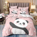 Laste multikalooma panda 3D digitaaltr&uuml;kiga voodipesu kolmeosaline komplekt cover 135 * 200 and 50 * 75 * 1
