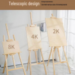 Kokkupandav Teleskoopiline T&auml;ispuidust Kunsti Molbertikomplekt - Kaasaskantav Kolmnurkne Molbert & Sket&scaron;ijoonistuslaud