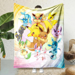 Pokemen-Eevee Multikas Jaapani Stiilis Flanellitekk Pehme Kohev Pl&uuml;&uuml;sist Tekk Diivanile Kontorisse Visketekk Piknikule Rannar&auml;tik 30x40in