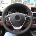 Auto rooli kate BMW 1 2 3 seeria F20 F21 F22 F30 F34 F36 jaoks perforeeritud mikrokiust nahast punutise ja n&otilde;eltega; Niidid Type B red blue line