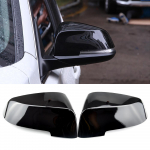 2pcs Carbon Fiber Style Black mirror cover Replacement for BMW 5 6 7 Series F10 F11 F18 F07 F12 F13 F06 F01 F02 LCI Bright black A