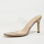 Disain Naiste K&otilde;rged Kontsad Sandaalid Mood L&auml;bipaistev PVC Avatud Varvas Stiletto Suvi Elegantne Peokingad Naisele Suurus 35-42 37 beež