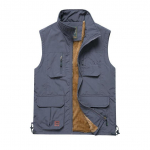 Talvine meeste fliisist soe vest paljude taskutega S&uuml;gisene meeste vabaaja paks mitme taskuga vest fotograafi varrukateta jakk XXXXXL hall