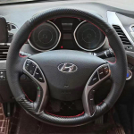 Hand-Stitched Non-Slip black Leather Carbon Fiber Car Steering Wheel Cover For Hyundai Elantra Avante i30 2012-2016 2