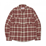Nomanual Flannel Check Shirt Jacket  Burgundy S