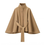 Naiste Nahkhiirevarrukaga Villane Poncho Mantel Seisukrae L&uuml;hike Keepjakk V&ouml;&ouml;ga S&uuml;gis Talv L&uuml;hike Trencž Hernejakk S beige