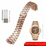 Kvaliteetne roostevabast terasest kellarihm Patek Philippe Nautilus 5711/5726 kellale kumer t&auml;isterasest meeste rihm Tarvikud 25mm 25mm roosa kuldne v&auml;rv