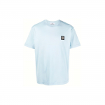 Stone Island Logo &Uuml;hev&auml;rviline &Uuml;mmarguse Kaelusega Kampsun Sirge L&otilde;ikega L&uuml;hikeste Varrukatega T-s&auml;rk Meeste Topid Hele-Sinine 791524113-V0041 S