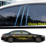 Mercedes Benz S-klass W220 W221 W222 W223 1998-2024 Autole PC-materjalist sammaste katteplaadid, ukse liistud, akna liistud, kleepsplaat Black 2014-2020 black