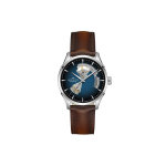 Hamilton Jazzmaster Automaatne Mehaaniline Liikumine 50M Veekindel Kell 40mm Sinine Ketas Roostevabast Terasest Korpus Nahkrihm Meeste kellad H32675540 Regular Watch Box,Blue Dial