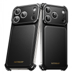 Oatsbasf Nahast Telefonikott iPhone 17 Pro Max/16 Pro Telefonikatteks P&otilde;rutuskindel Magsafe Kaitsev Metallist Raamita Kaitseraua Kate iPhone 16 Pro must
