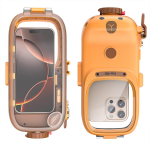 Luksuslik IP68 veekindel telefoni&uuml;mbris iPhone 16 15 Pro Max 14 13 12 11 7 8 Xs SE jaoks 360&deg; t&auml;ielik sukeldumiskate Bluetooth-juhtimisp&auml;&auml;stikuga Upgrade iOS18&iPhone XS oranž