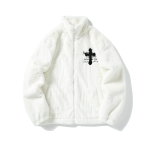 Ameerika stiilis uus hip-hop tikitud jakk meestele, k&uuml;&uuml;liku karusnaha imitatsiooniga p&uuml;stkraega unisex lahtine puuvillane jakk 2XL black