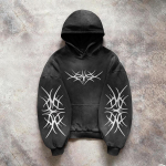 Raske pesuga meeste kapuutsiga dressipluus Y2k Gooti riided Retro t&auml;navamood Mustriga Naiste Pullover Vabaaja Mood meestele Harajuku XXXL black