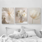 3 tk Elegantset valget pojengi&otilde;ielist l&otilde;uendikunsti prindid - Raamita, minimalistlik seinadekoratsioon moodsasse koju, beežil taustal kuldsega (as the picture,50x70cm-3pcs) beige