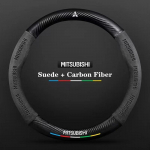 S&uuml;sinikkiust Suede Auto Roolikate Mitsubishi Pajero Sport Outlander ASX Lancer Eclipse RALLIART Autotarvikutele must