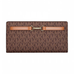 MICHAEL KORS Carson Signature Logo Kuldne Riistvara Nahkjas Rahakott Suur Naiste Pruun kuld