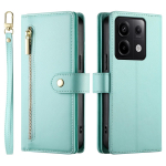 Ristkeha nahast &uuml;mbris Xiaomi Redmi Note 15 14 13 12 Pro Plus 14C 13C A3 A5 jaoks, t&otilde;mblukuga, rihmaga, kaarditaskuga, rahakotiga, taskuga kate Redmi Note 15 4G roheline