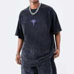 Meeste Naiste Vintage Pesitud Puuvillane T-s&auml;rk Streetwear Anime Solo Leveling Graafilise Prindiga Topid L&otilde;dvad L&uuml;hikeste Varrukatega T-s&auml;rgid L black