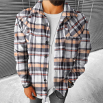 Meeste harjatud ruudulised s&auml;rgid, pikkade varrukatega flanellist rev&auml;&auml;riga n&ouml;&ouml;pn&ouml;&ouml;bitud taskud jakk-mantlid XXXXL khaki