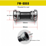 Prowheel Jalgratta Keskjooks BB68+ M&auml;gi- ja Maanteerattale Kruvitav V&auml;ntv&otilde;ll 24/44 MM Alumiiniumist Kesktelg &Uuml;limalt Kerge Threaded for Road