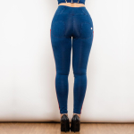 Shascullfites Melody K&otilde;rge V&ouml;&ouml;koht Skinny Teksap&uuml;ksid Denim K&uuml;lgtriibulised Sigaretip&uuml;ksid Streetwear T&otilde;stvad Kortsutatud Tagumikuga Teksap&uuml;ksid M blue