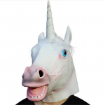 Vikerkaar &Uuml;kssarvik Hobusepea Mask Lateks Loomakost&uuml;&uuml;m Festivali&uuml;ritusteks White Unicorn