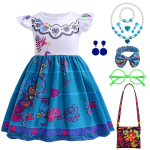 Mirabel Isabela Cosplay Printsessikleit Lastele Encanto V&otilde;lukehe Kost&uuml;&uuml;m T&uuml;drukutele Halloweeni Lastep&auml;eva S&uuml;nnip&auml;evapeo P&uuml;hader&otilde;ivad 5-6T (Tag 130) blue