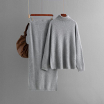S&uuml;gistalv laisk tuul lahtine k&otilde;rge kraega pullover kampsun, naiste &uuml;hev&auml;rviline pikkade varrukatega kootud laia s&auml;&auml;rega p&uuml;ksid, kaheosaline komplekt One Size hall v&auml;rv