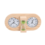 2-in-1 sauna termomeeter ja h&uuml;gromeeter 15-minutilise liivakellaga traditsioonilise saunaruumi jaoks pine, glass white