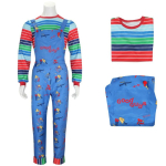 Anime Hirmutav Chucky Cosplay Kost&uuml;&uuml;m T&auml;iskasvanutele Cos Jumpsuits Halloween &Otilde;udusriided Meestele Naistele Peokost&uuml;&uuml;mid 110 blue