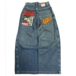 Meeste Y2K &Uuml;legabariidilised Sirge L&otilde;ikega Teksap&uuml;ksid Vintage Streetwear L&otilde;dvad Puuvillased P&uuml;ksid Noortele Medium gray