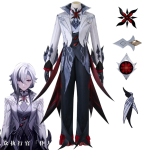 Genshin Impact Arlecchino Cosplay Kost&uuml;&uuml;m Parukas Peruere The Knave XL gray