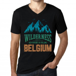 Meeste Vintage T-s&auml;rk Graafiline T-s&auml;rk V kaelusega Wilderness Belgium Deep Black XS must