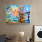 Maaliline teemanttikandi m&uuml;&uuml;k 5d teemantmaaling kivide nurga all kodukaunistus teemantkunst 20X30CM