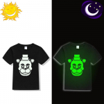 Pimedas helendav fluorestseeruv FNAF-i laste T-s&auml;rk poistele, t&uuml;drukutele, lastele, viieks &ouml;&ouml;ks Freddy Clothile 1 must