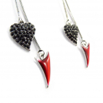 Les Tr&eacute;sors De Lily [J6769] - Boucles Cr&eacute;ateur 'Les Diablotines' rouge noir punane