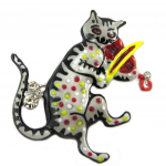 Les Tr&eacute;sors De Lily [P7458] - Disainer pross  Lilipoupettes  (viiuldajast kass) hall punane - 45x45 mm hall