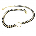 7bis [P8363] - K&auml;sitsi valmistatud Boho mustast kullast kaelakee (nisuk&otilde;rv) - 35 cm 6 mm must