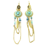 Les Tr&eacute;sors De Lily [Q1321] - Dormeuses Cr&eacute;ateur 'Acapulco' vert dor&eacute; - 95x20 mm t&uuml;rkiissinine