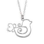 Les Tr&eacute;sors De Lily [Q9397] - K&auml;sit&ouml;&ouml;na valmistatud h&otilde;bedast kaelakee  Bird  h&otilde;bedane (roodiumiga kaetud) - 22x15 mm h&otilde;be