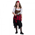 Lastele T&uuml;drukutele Piraat Kaunitar Buccaneer Matey Triibuline Kost&uuml;&uuml;m Kariibi mere piraatide uhke kleit Halloweeni Cosplay peokomplekt S