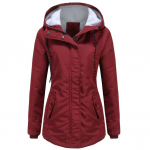 Naiste talvine soe veekindel puhvis jope Tuulekindel kapuutsiga fliisvoodriga tepitud paks parka lumemantel Suusa v&auml;lisriided S-5XL Plus Size Oversized L burgundiapunane