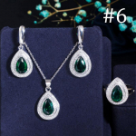 WWJ Imeilus Punase kuupmeetri tsirkooniumoksiidi veetilga k&otilde;rvar&otilde;ngad ripatsiga kaelakee s&otilde;rmus 3-osaline komplekt 6 smaragdroheline